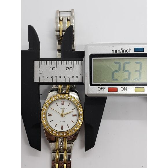 Dufonte 73055WH women\'s dress watch. Jeweled bevel and jewels on band main image 1